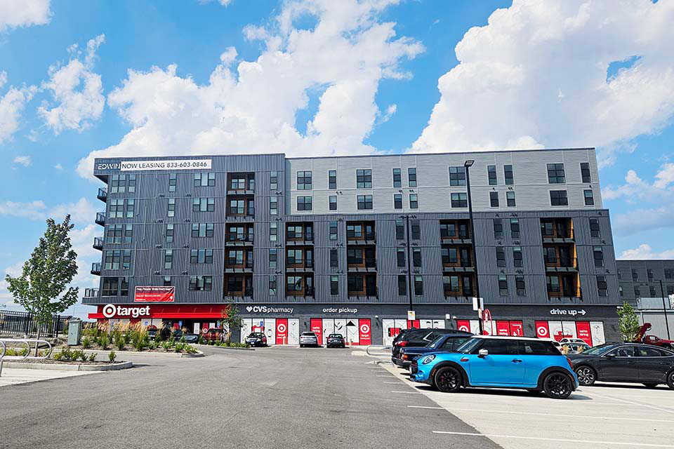 Midtown Target An apartment building with a small target store located on the first level.
