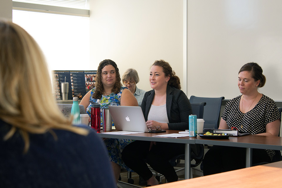 Lauren Pair, the 2018-19 editor-in-chief of the Journal of Health Law and Policy, participates in the 2018 Health Law Scholars Workshop.