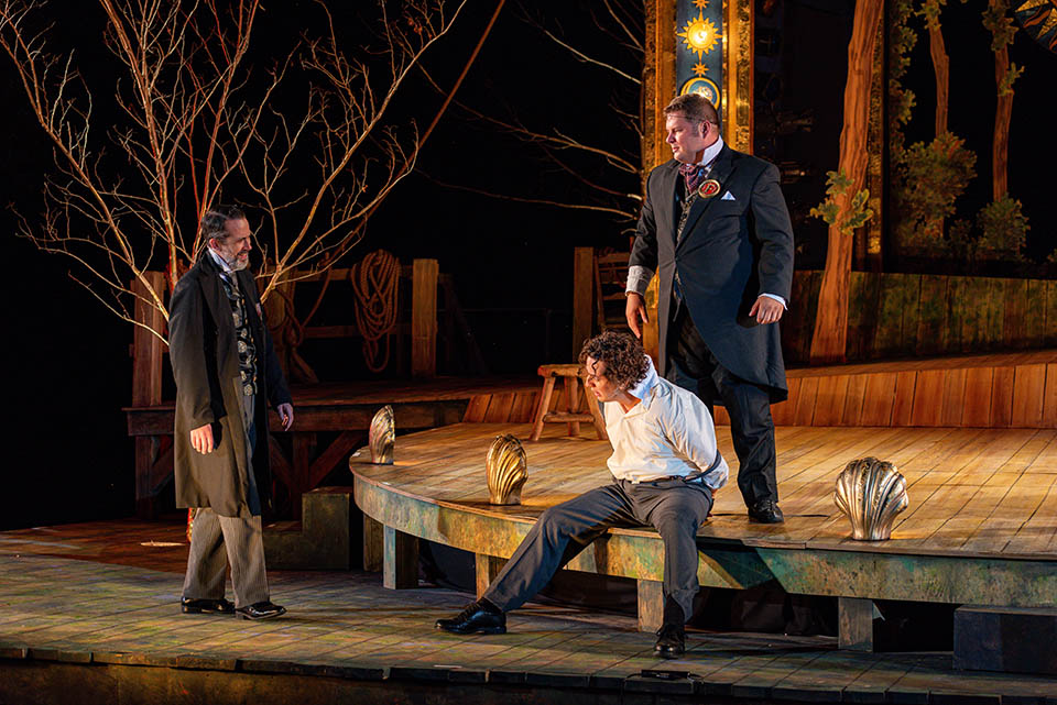 "As You Like It" was nominated for several at the 2025 St. Louis Theatre Circle Awards. SLU faculty members Nancy Bell, Denisse Chavez and Joel Moses, left, worked on the production. Submitted photo.