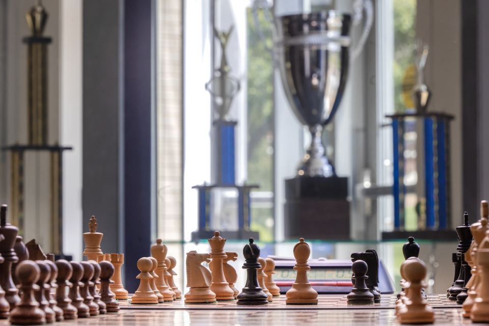 Chess Board with trophies