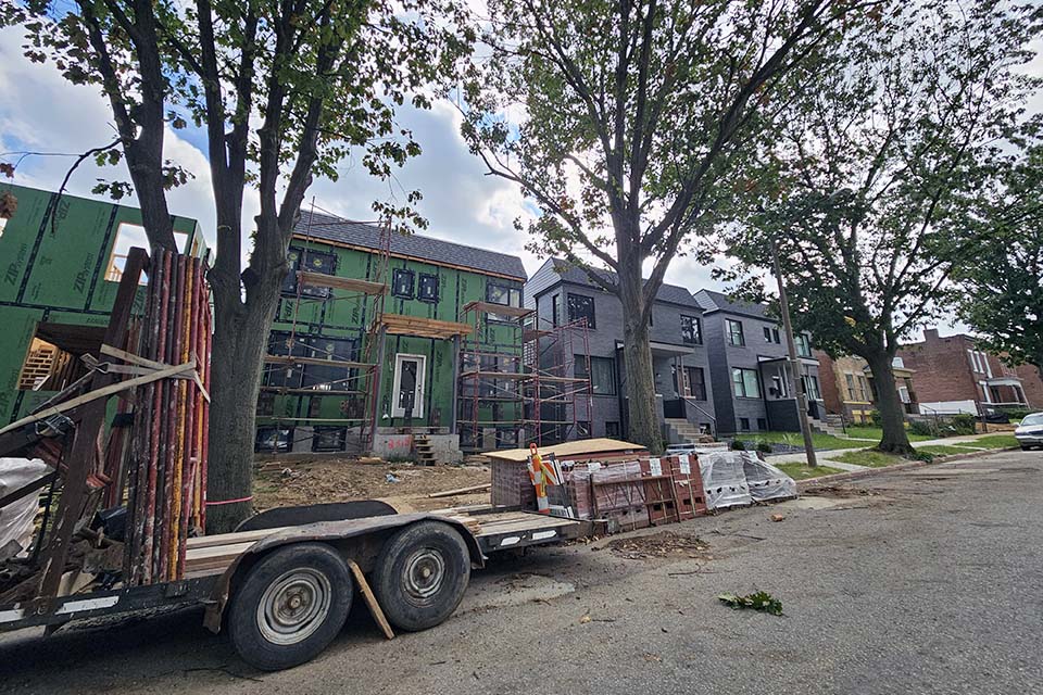 Construction work takes place on Vista Avenue in the Gate District West neighborhood. 