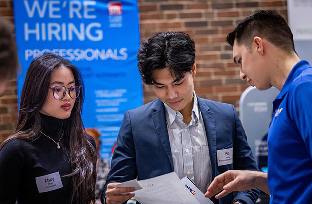 Students at a career fair