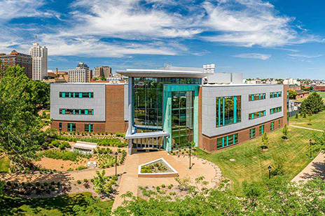 External view of the Interdisciplinary Science and Engineering Building on SLU's Midtown St. Louis campus.